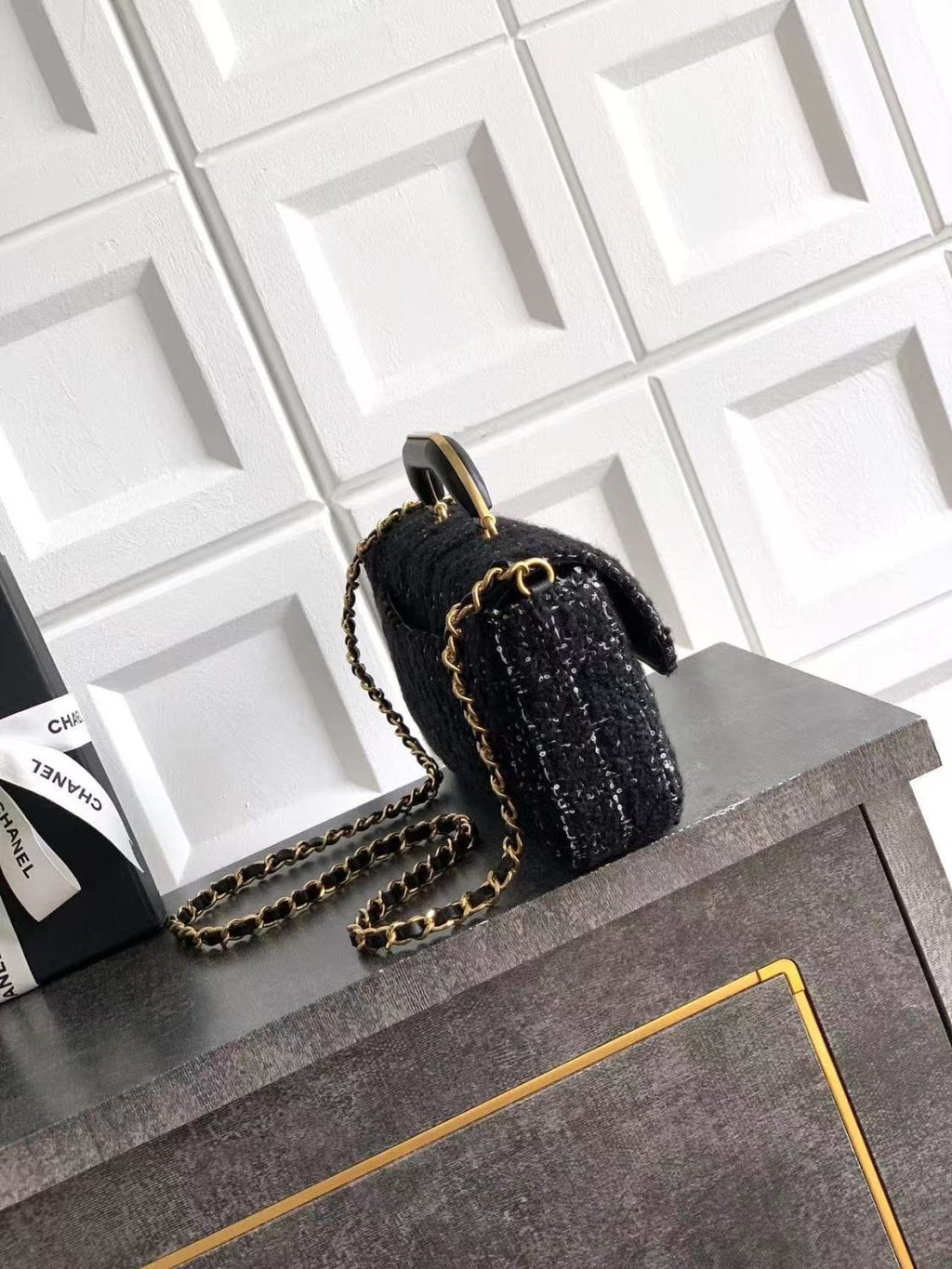 Chanel Tweed Handle Flap Bags Tote Bag Fashionable And Versatile Evening Clutch Luxurious Women's Handbag #82445A