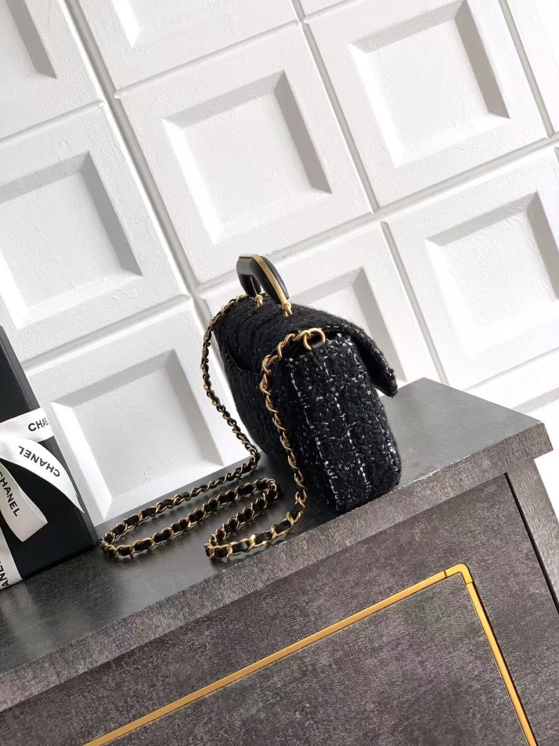 Chanel Tweed Handle Flap Bags Tote Bag Fashionable And Versatile Evening Clutch Luxurious Women's Handbag #82445A