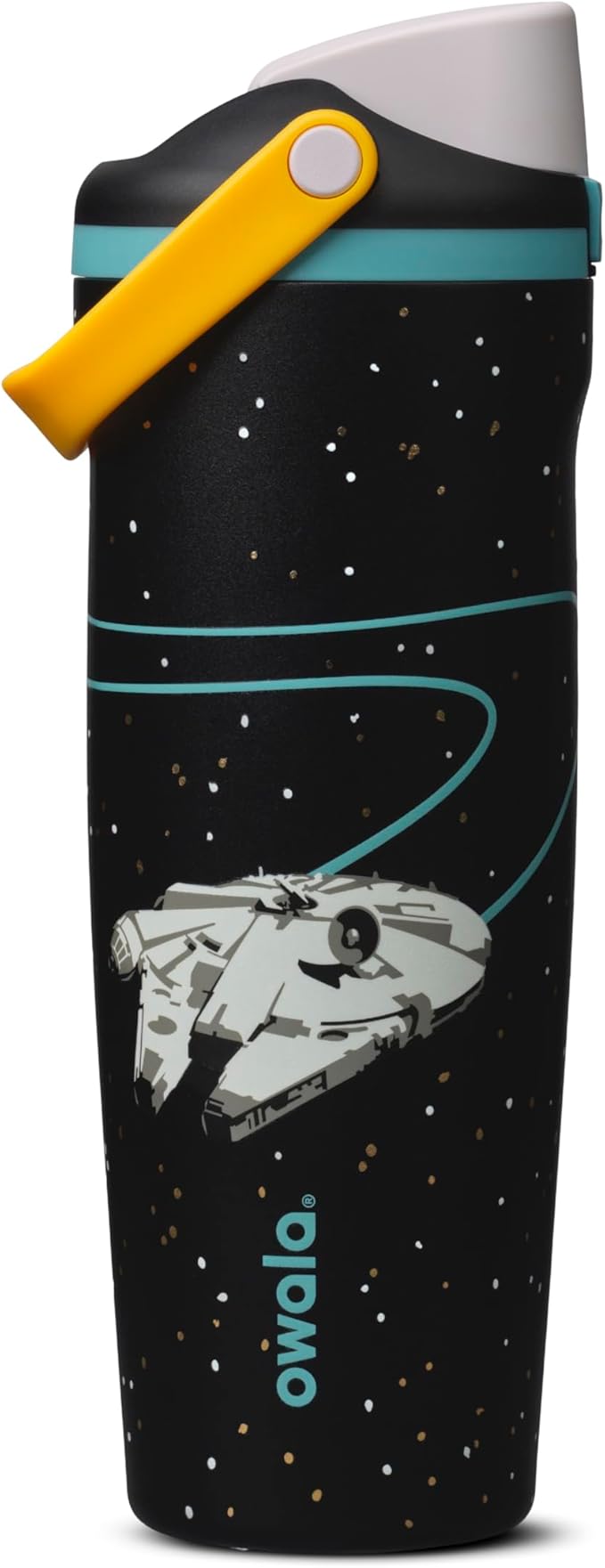 Owala Star Wars FreeSip Sway Insulated Stainless Steel Water Bottle with Two-Way Spout. Built-In Straw and Bucket Handle. School. and Sports. 30oz. BPA Free. Leak Proof. Millennium Falcon