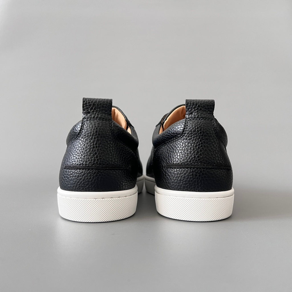 Christian Louboutin Louis Junior Men's And Women's Solid Color Grained Cowhide Low Top Lace Up Flat Casual Shoes #77144