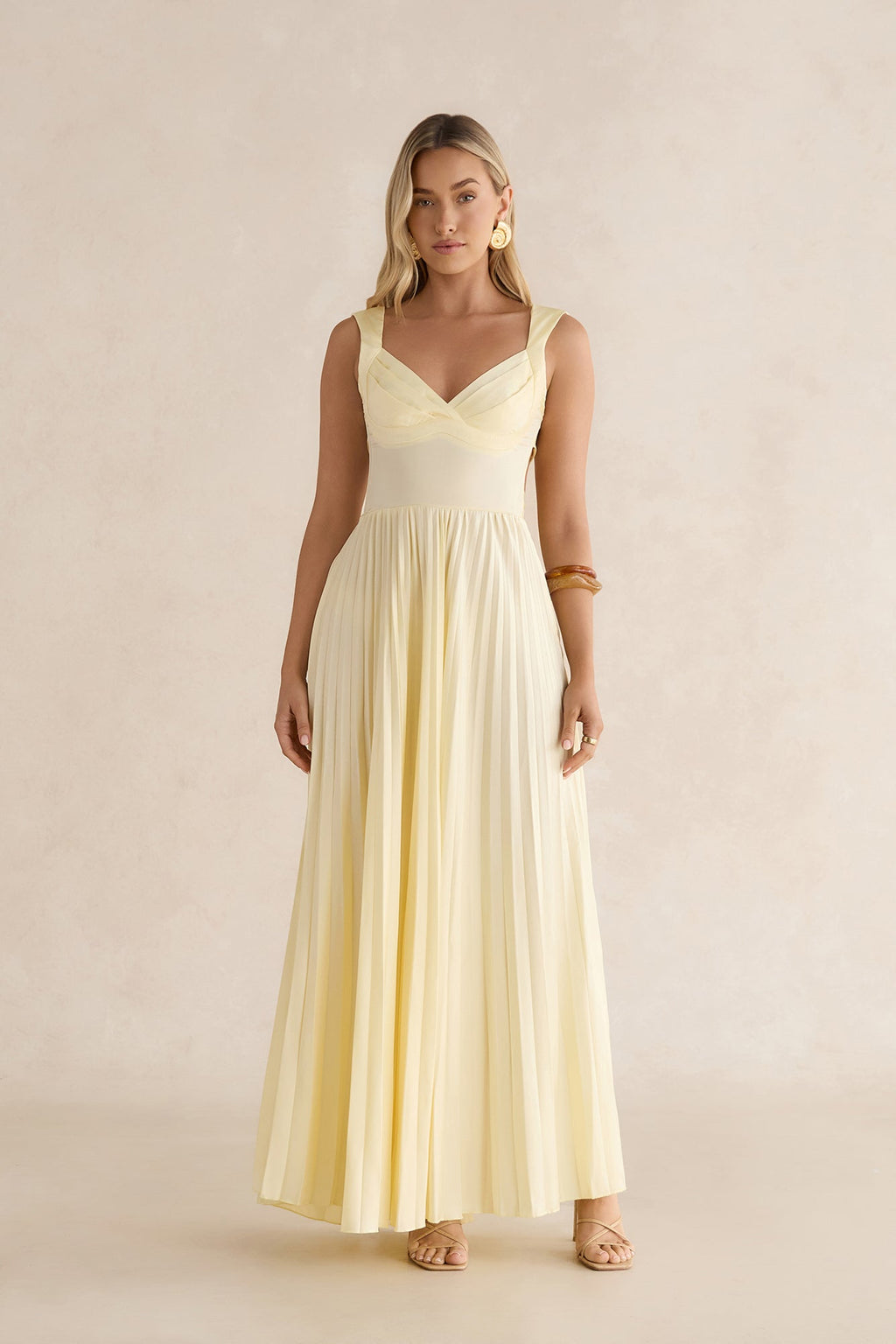 Song Of The Sky Plisse Maxi Dress Yellow