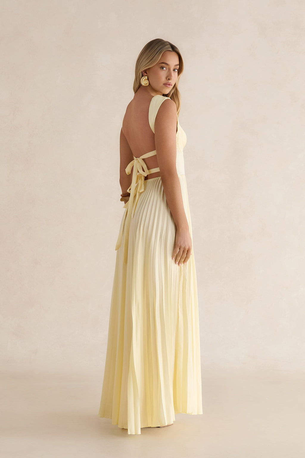 Song Of The Sky Plisse Maxi Dress Yellow
