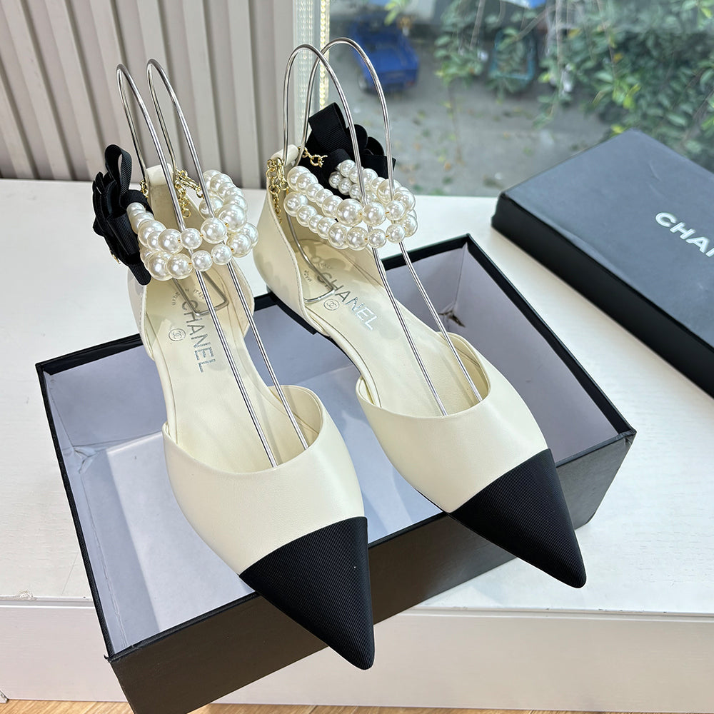Chanel 25S Braided Mary Jane Toe Pearl Sandals #334482