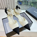 Chanel 25S Braided Mary Jane Toe Pearl Sandals #334482