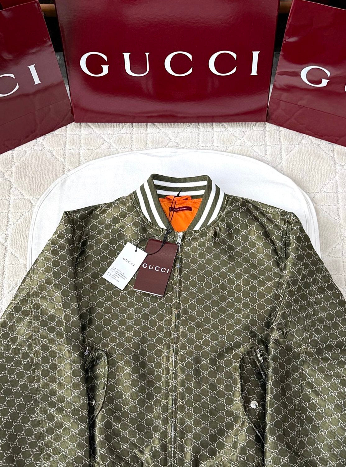 Gucci Men's Spring Autumn Solid Colour Letter Printed Zipper Long Sleeve Jacket #76777
