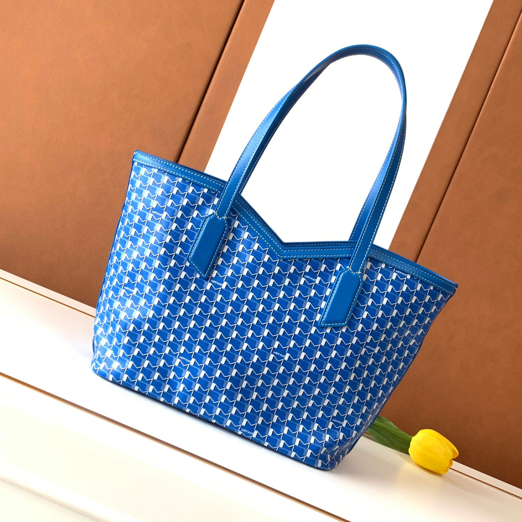 Moynat M Canvas Women's Classic Blue Canvas Tote Bag with Hook Closure Handheld and Shoulder Bag Bags #78698