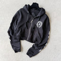 Chrome Hearts Women's And Men's Fashion Casual Solid Color Hooded Zipper Pullover with Letter Print Pattern Loose Fit Jacket #78493