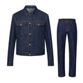 Louis Vuitton Men's Spring And Autumn Logo Embroidery Color Line Single Breasted Denim Long Sleeved Jacket Jeans Pants Set Suit #74128