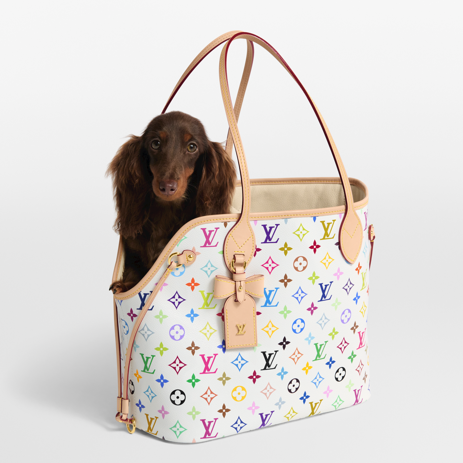 Louis Vuitton Lv X Tm Neverwoof Medium Pet Bag Cute Dog-print Pet Bag â€?Takashi Murakami Collaboration White Tri-colour 2026 New Arrival Practical Large Bags M27839 #82914A