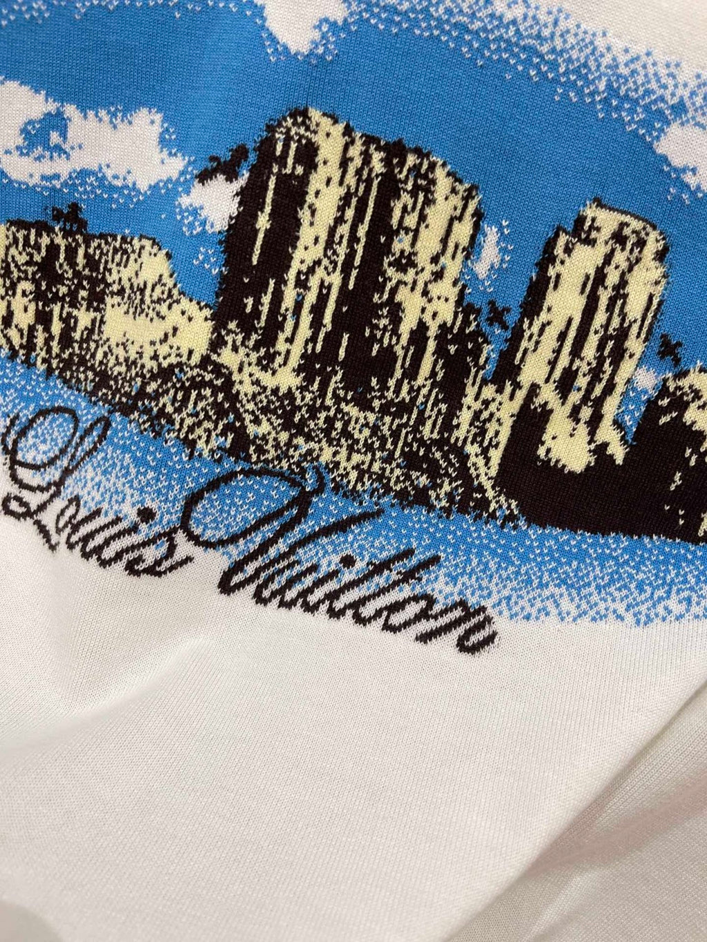 Louis Vuitton Men's Summer Monogram Printed White Round Neck Cotton Short Sleeve T-Shirt #72455