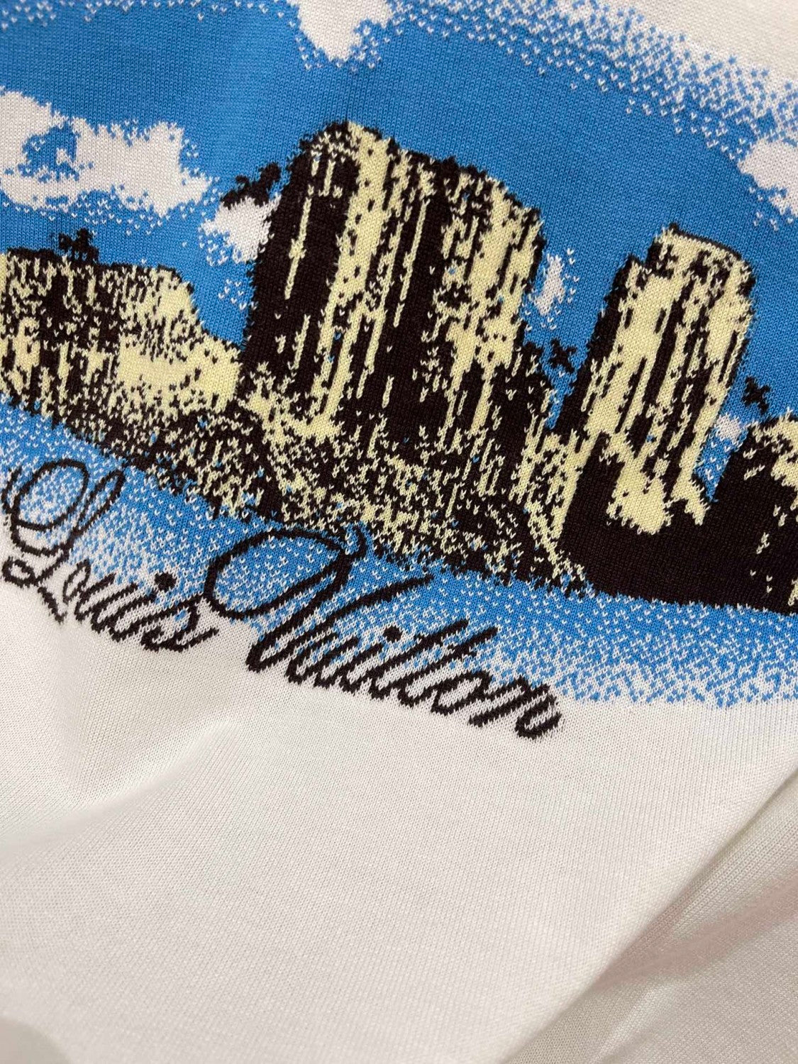 Louis Vuitton Men's Summer Monogram Printed White Round Neck Cotton Short Sleeve T-Shirt #72455