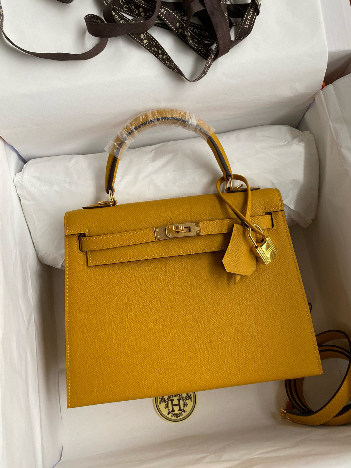 Hermes Kelly 25cm/28cm/32cm Epsom Original Leather Top-Grade Leather Handbag Bag Handcrafted Leather Bag From The Original Factory's Premium Custom Collection #194844