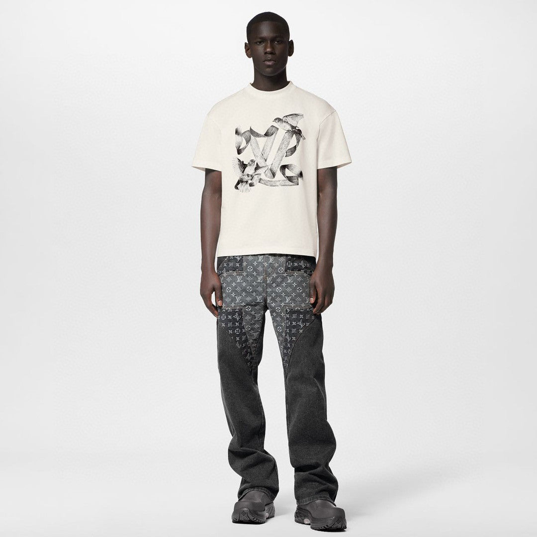 Louis Vuitton Loose Cotton Printed Short Sleeved T-Shirt #21716