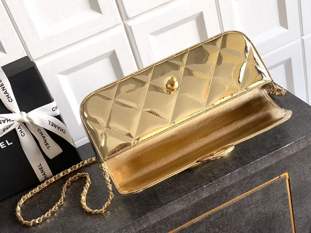 Chanel 25K Women's Classic Lattice Chain Shoulder Crossbody Bag Baguette Bag Calfskin Handbag #332609