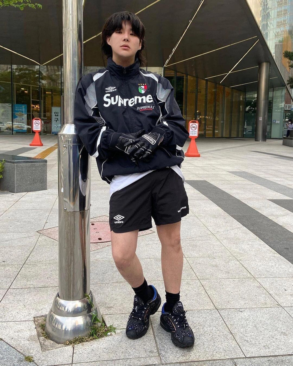 Supreme Week 11 X Umbro Men's And Women's Spring And Fall Black Collar Zipper Long Sleeve Jacket #73162