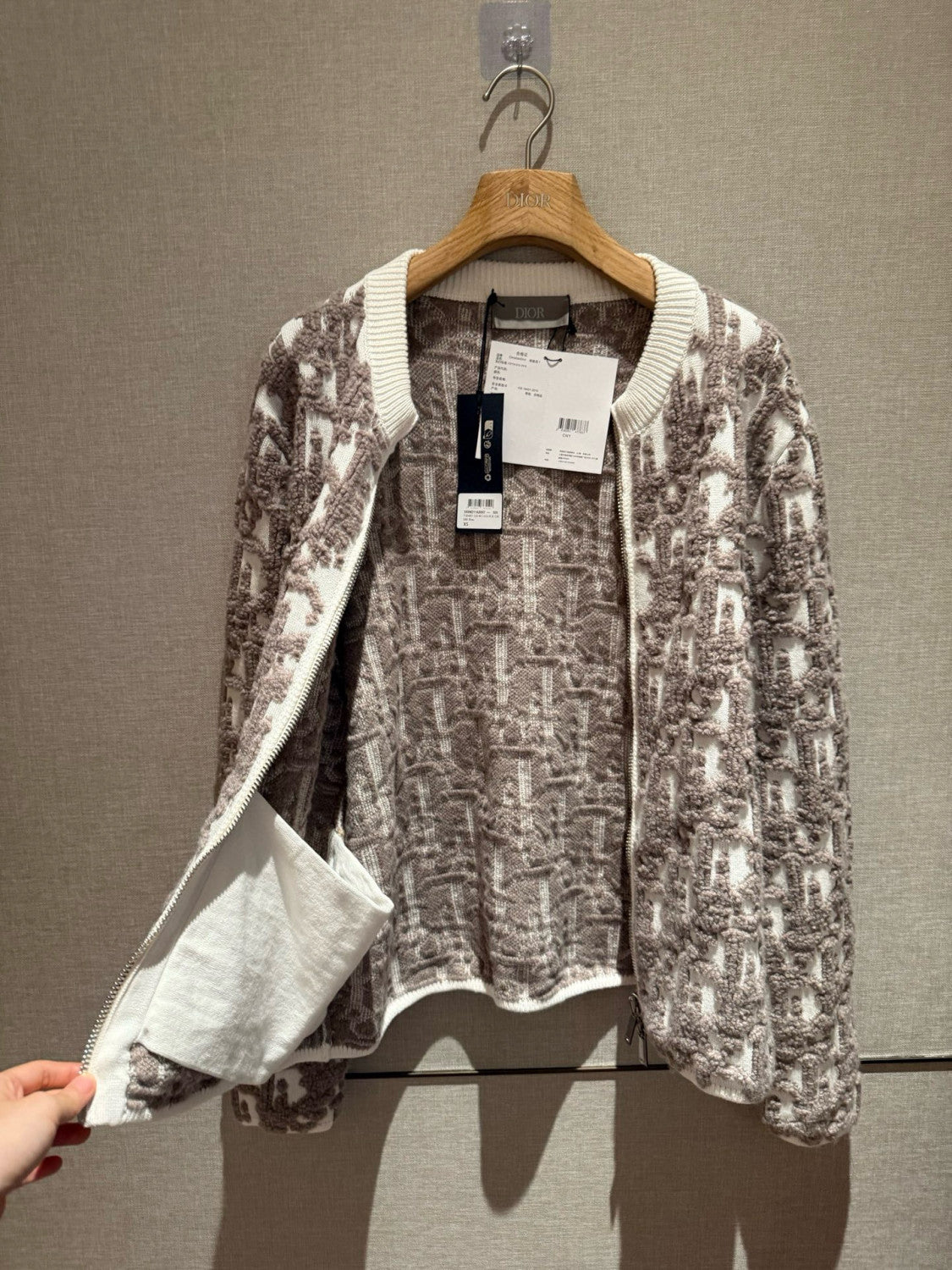 Dior Men's And Women's Spring/Summer Fashion Casual Round Neck Wool Knit Oblique Print Zipper Sweater #78325