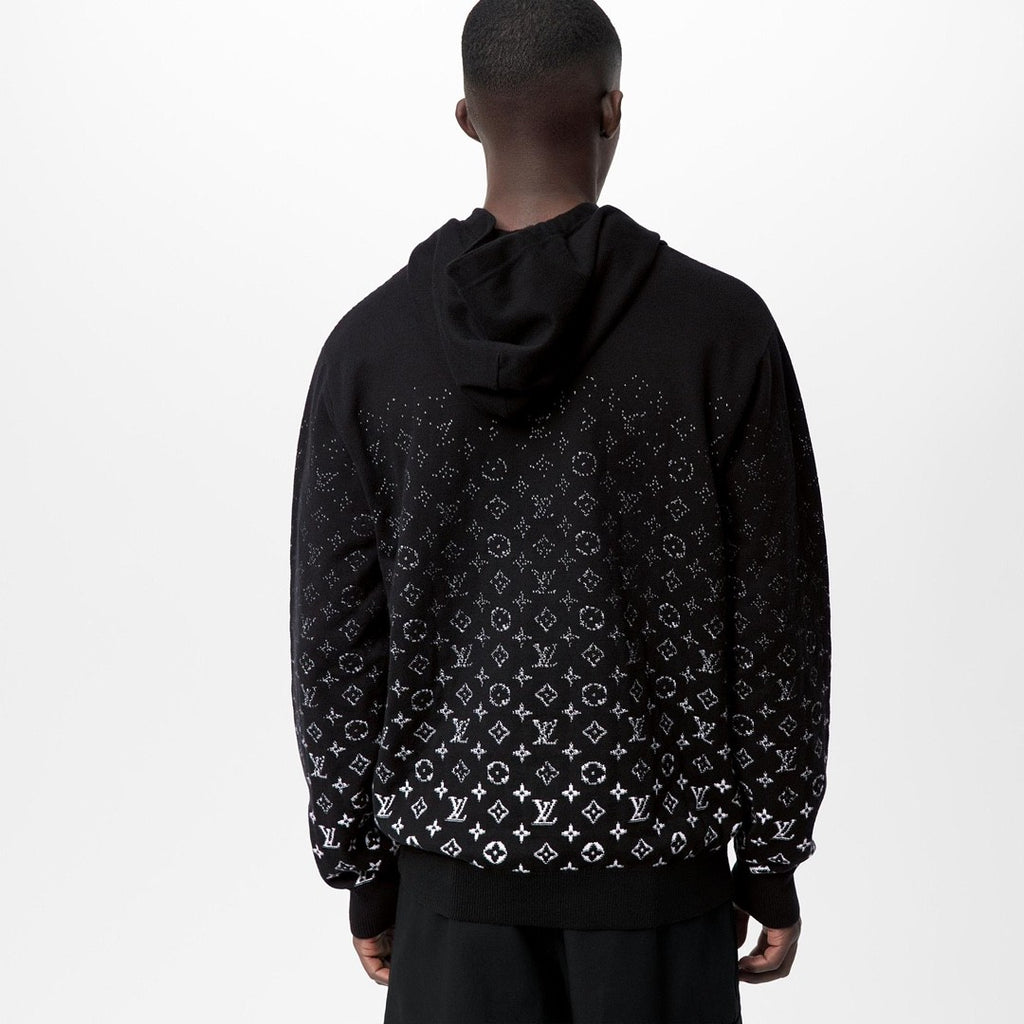 Louis Vuitton Men's Spring And Autumn Gradient Logo Knitted Hoodie Fashionable And Casual Drawstring Sweater  #95123