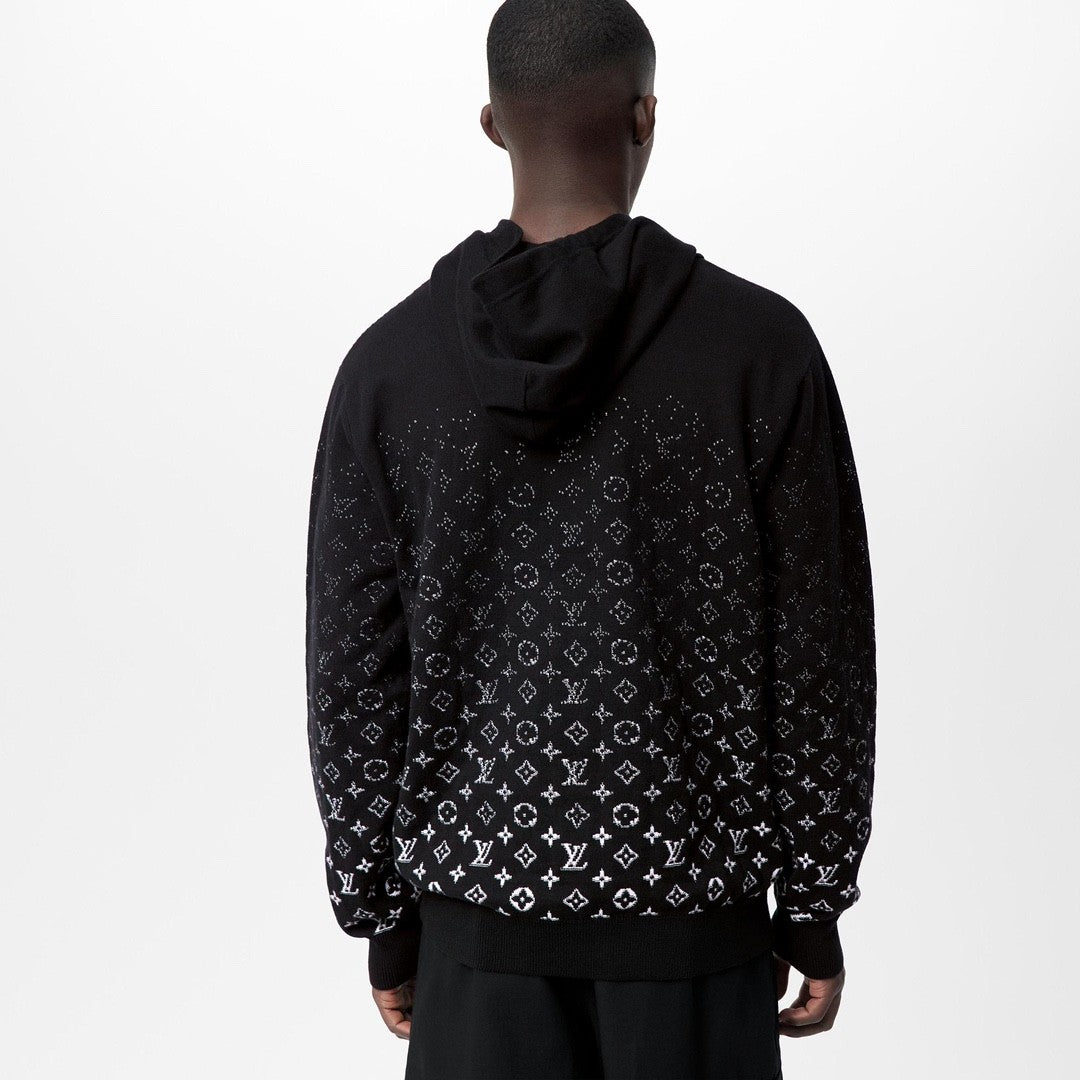 Louis Vuitton Men's Spring And Autumn Gradient Logo Knitted Hoodie Fashionable And Casual Drawstring Sweater  #95123