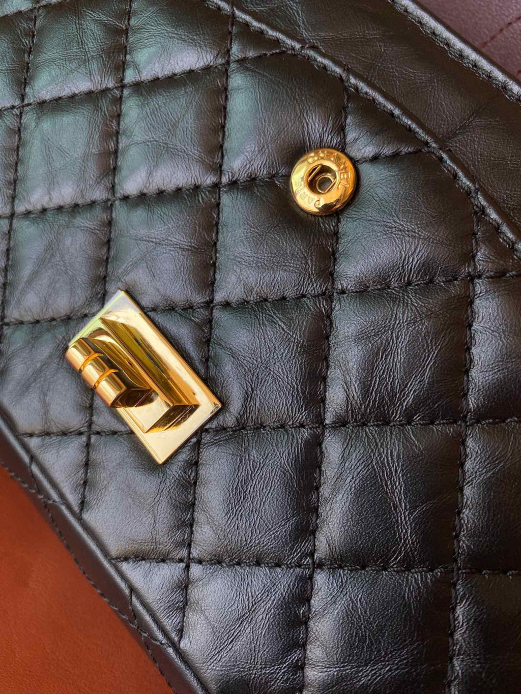 Chanel 2.55 Handbag Aged Calfskin Gold-Tone Metal #333121