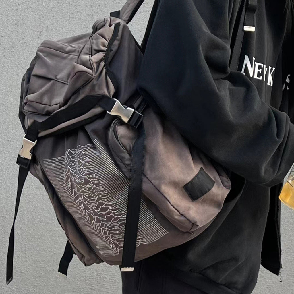 Undercover 09aw Joy Division  Archive Single Ripples Pulse Do Old Shoulder Bag Hiking Bag Men Women Trend High Street Bags Ngvp #1623