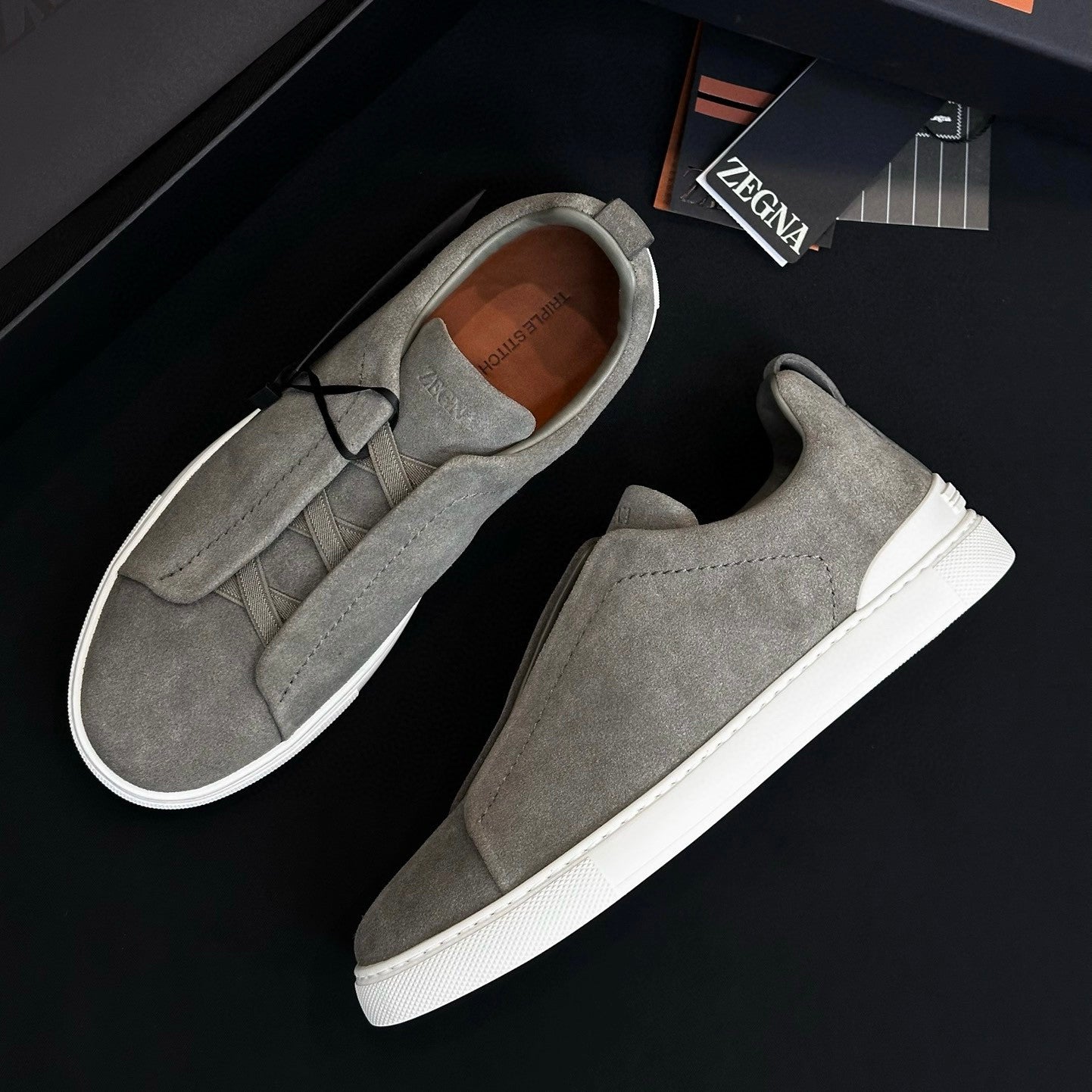 Ermenegildo Zegna Triple Stitchâ„?Men's Fall/Winter Fashion Luxury Casual Flat Low-Top Suede Loafers Shoes #79421