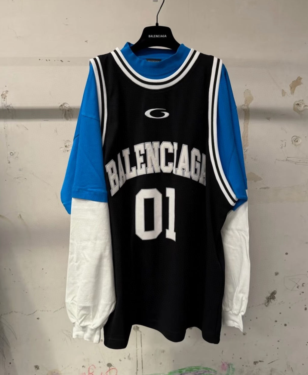 Balenciaga Men's Spring Summer Sport Mesh Plain Knit Layered Long Sleeve T-Shirt #76556
