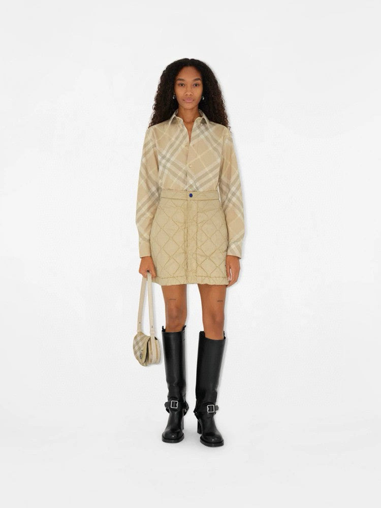 Burberry Men's and Women's Spring/Autumn Check Print Flip Lapel Single Breasted Long Sleeve Shirt #99158
