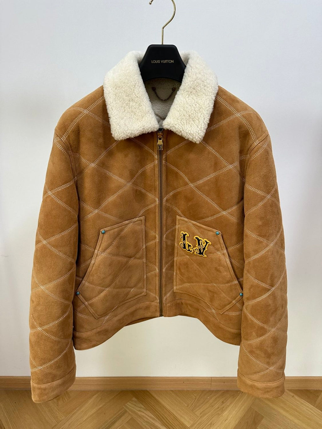 Louis Vuitton Men's Winter Logo Embroidery Wool Lapel Zipper Long Sleeve Jacket #73553