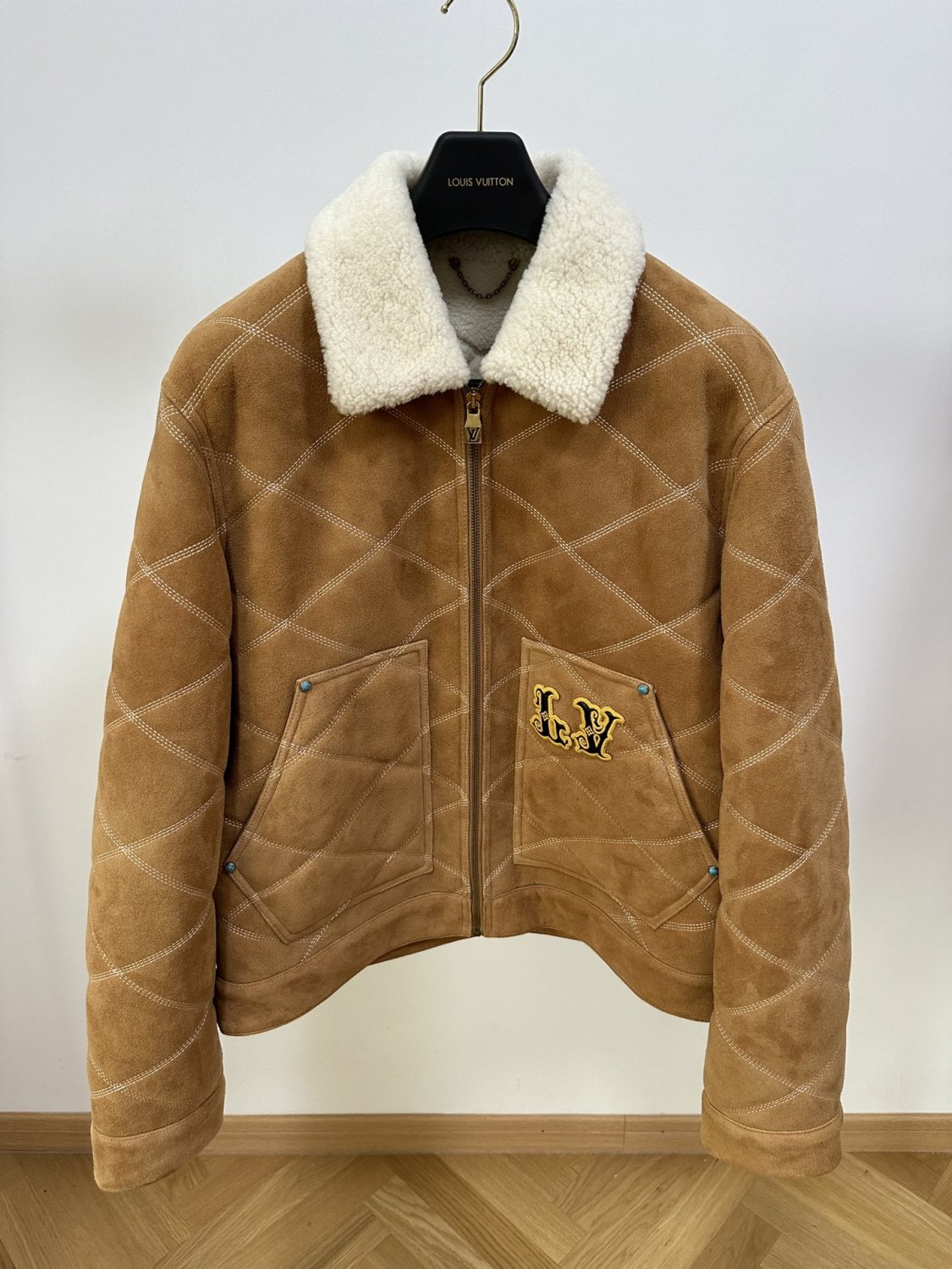 Louis Vuitton Men's Winter Logo Embroidery Wool Lapel Zipper Long Sleeve Jacket #73553