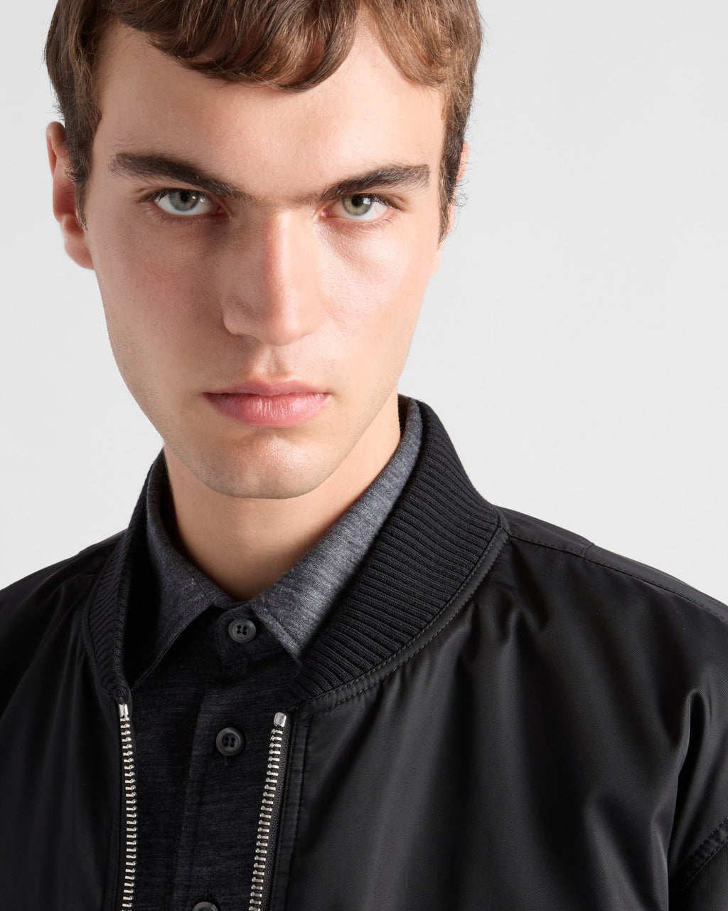 Prada Men's Fall/Winter Fashion Casual Solid Color Baseball Collar Zipper Pilot Cotton Jacket #78956
