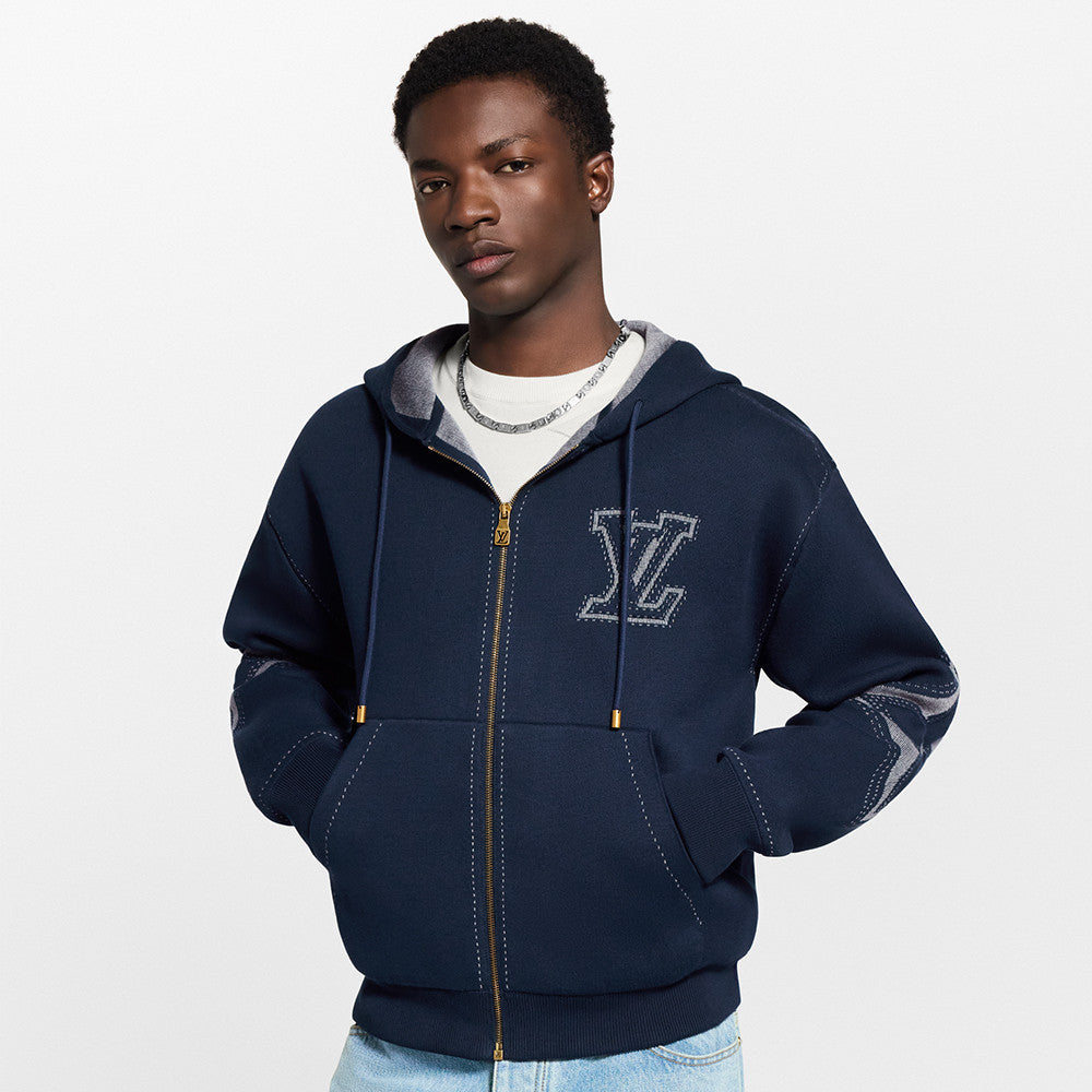 Louis Vuitton Graphic Intarsia Zipped Cotton Hoodie #334469