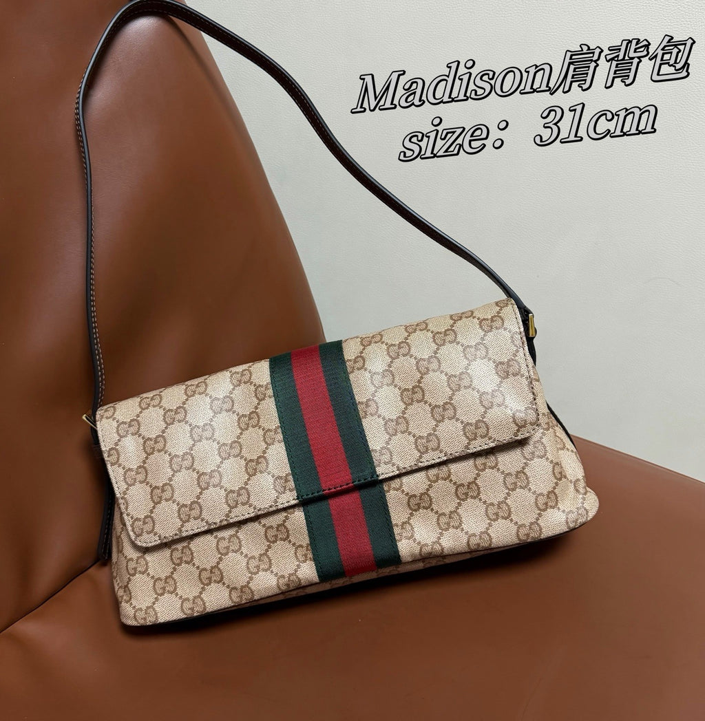 GUCCI Madison Medium Shoulder Bag in Blue GG Denim #383858