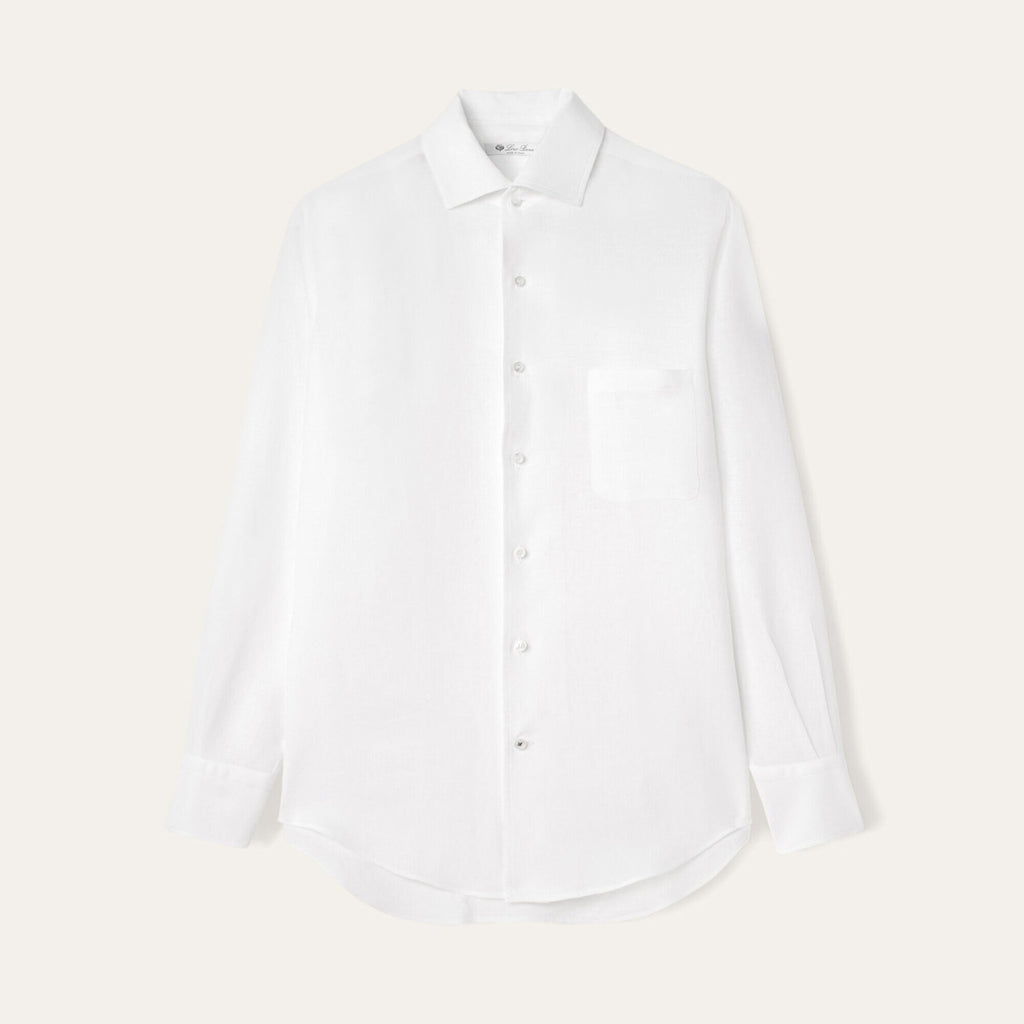 Loro Piana Men's Spring/Fall Fashion Classic Solid-Color Collared Single-Button Linen Shirt #78636