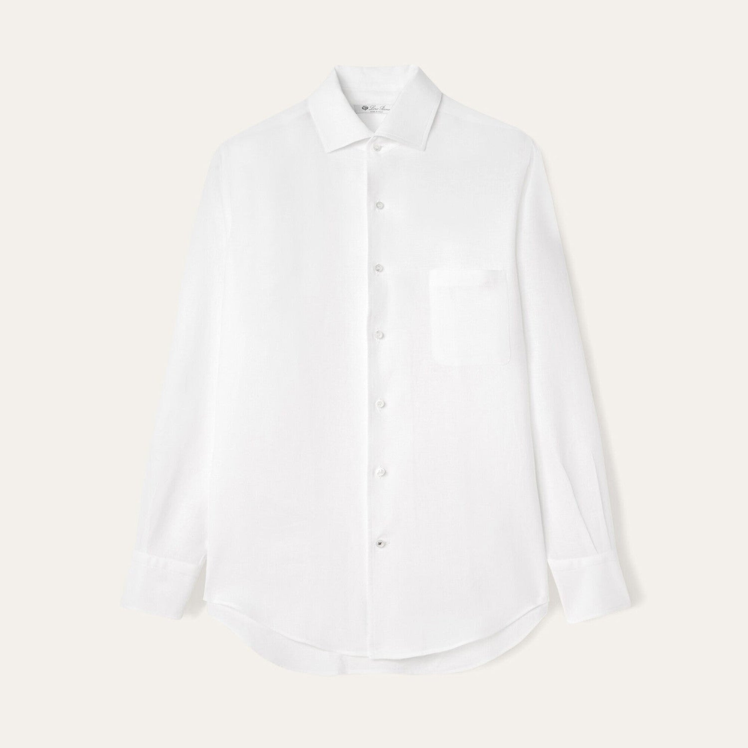 Loro Piana Men's Spring/Fall Fashion Classic Solid-Color Collared Single-Button Linen Shirt #78636