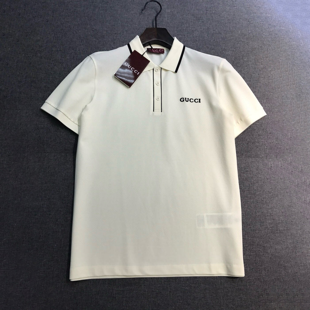 Gucci Men's Summer Solid Colour Logo Printed Stripe Polo Neck Short Sleeve T-Shirt #76733