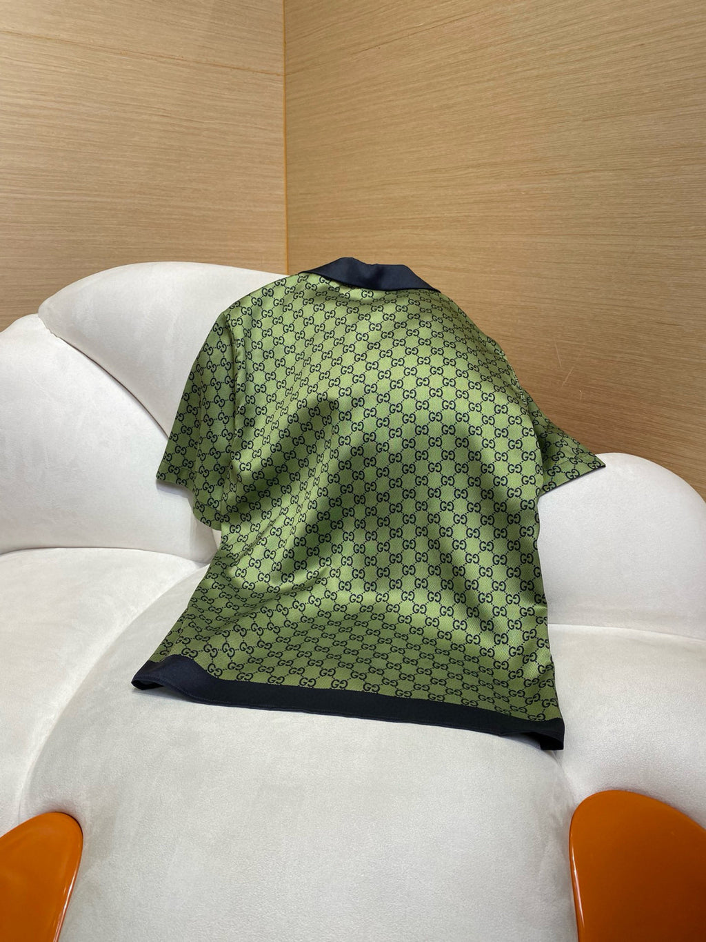 Gucci Men's Summer Logo Full Print Single Breasted Short Sleeve Shirt Stretch Waist Casual Shorts Set Suit #75939