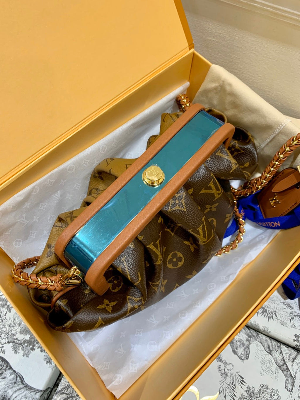 Louis Vuitton New Boursicot Cloud Bag From The Spring/summer 2020 Runway Show Reversible Design With Monogram On One Side And Yellow Floral Print On The Other Bag Bags #197226
