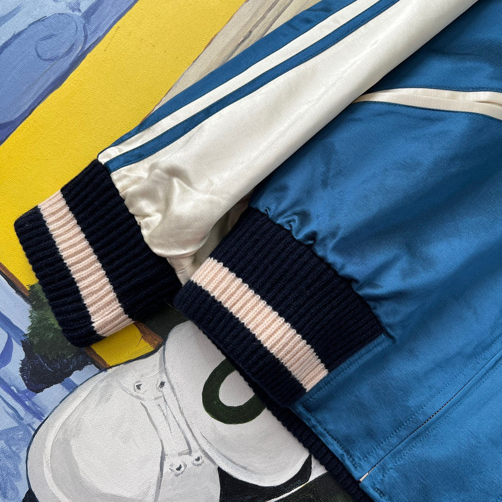 Gucci  Baseball Jersey Zip Up Jacket Blue #4583