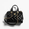 Chanel Women's Solid Color Lacquered Grained Calfskin Handbag Shoulder Bag Bowling Bags #77763