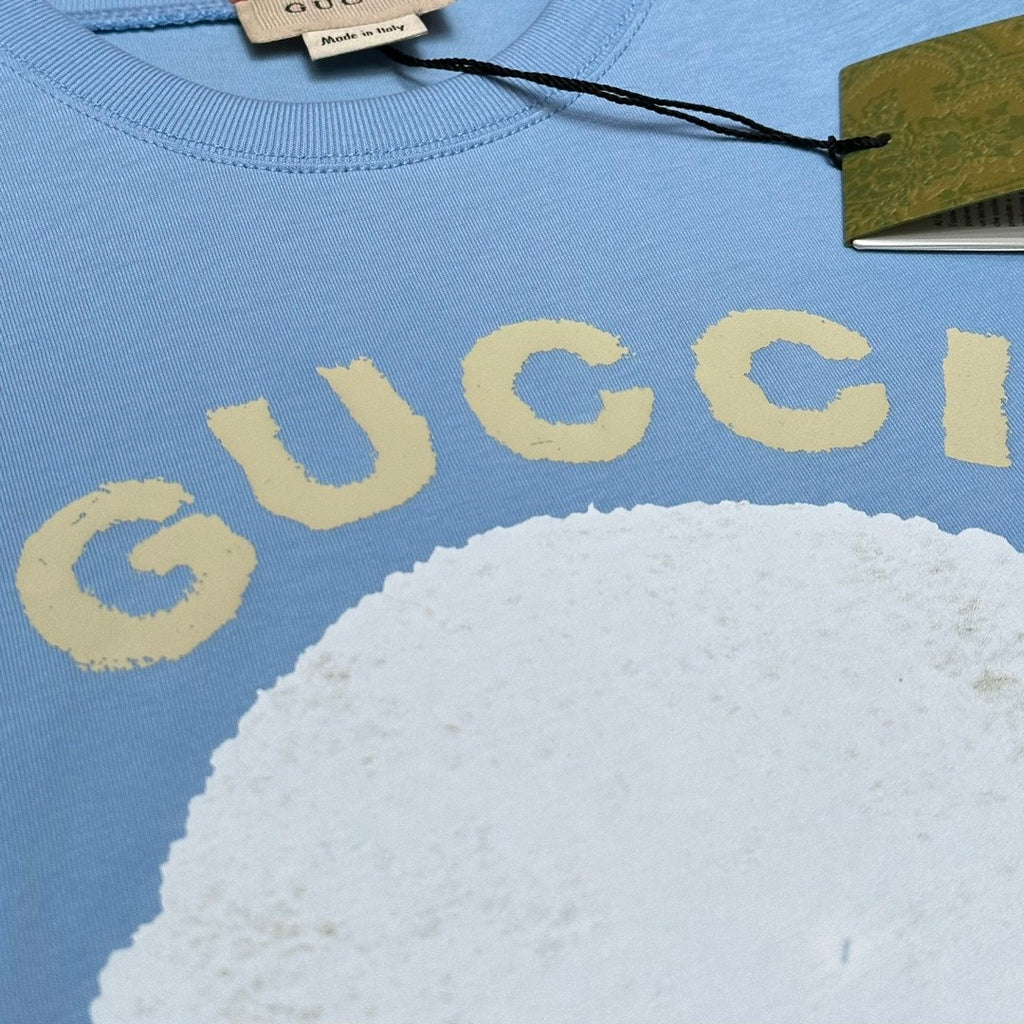 Gucci Kid's Summer Solid Color Animal Print Cotton Short Sleeve Round Neck T-Shirt #31344