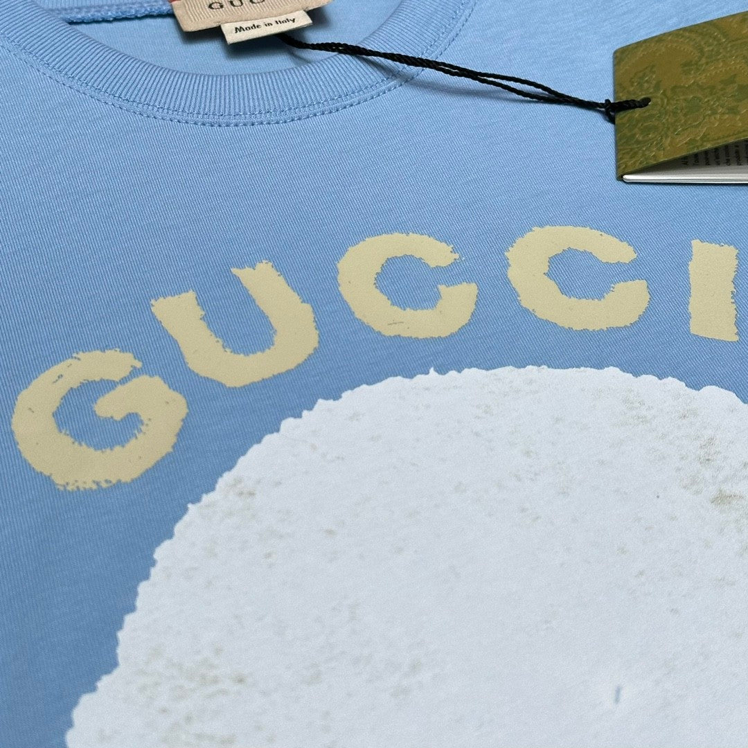 Gucci Kid's Summer Solid Color Animal Print Cotton Short Sleeve Round Neck T-Shirt #31344