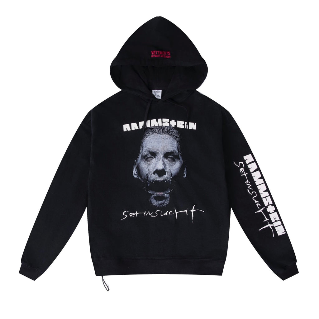Vetements Men's Women's Spring And Autumn Punk Style Printed Loose Solid Color Hooded Sweatshirt Ngvp #303358