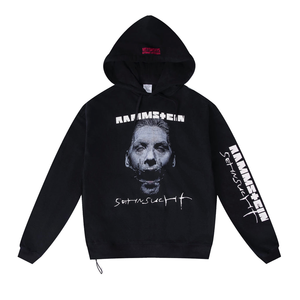 Vetements Men's Women's Spring And Autumn Punk Style Printed Loose Solid Color Hooded Sweatshirt Ngvp #303358