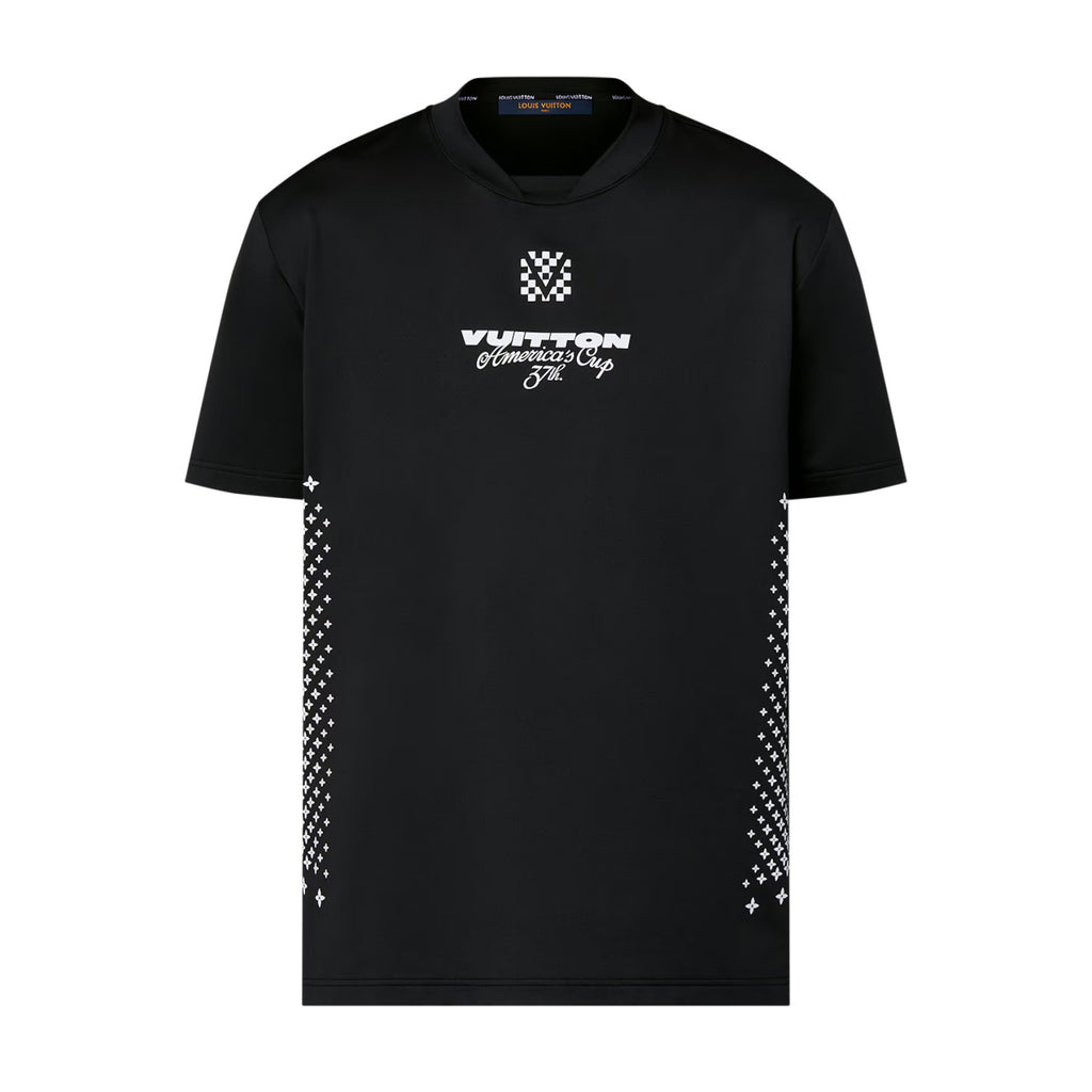 Louis Vuitton Men's Summer Black Letter Logo Round Neck Slim Short Sleeve T-Shirt #72838