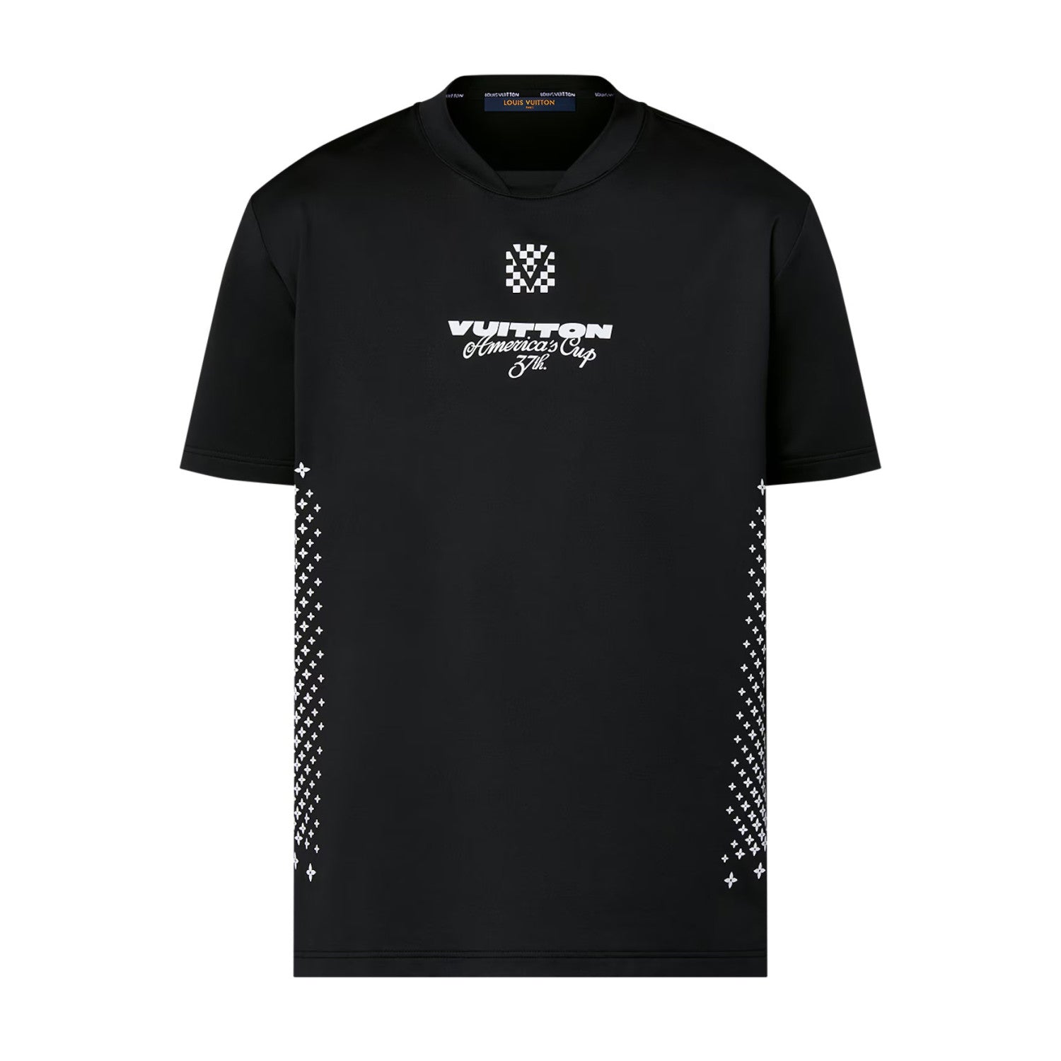 Louis Vuitton Men's Summer Black Letter Logo Round Neck Slim Short Sleeve T-Shirt #72838
