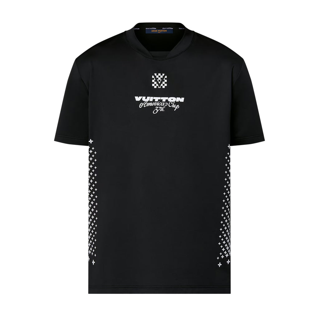 Louis Vuitton Men's Summer Black Letter Logo Round Neck Slim Short Sleeve T-Shirt #72838