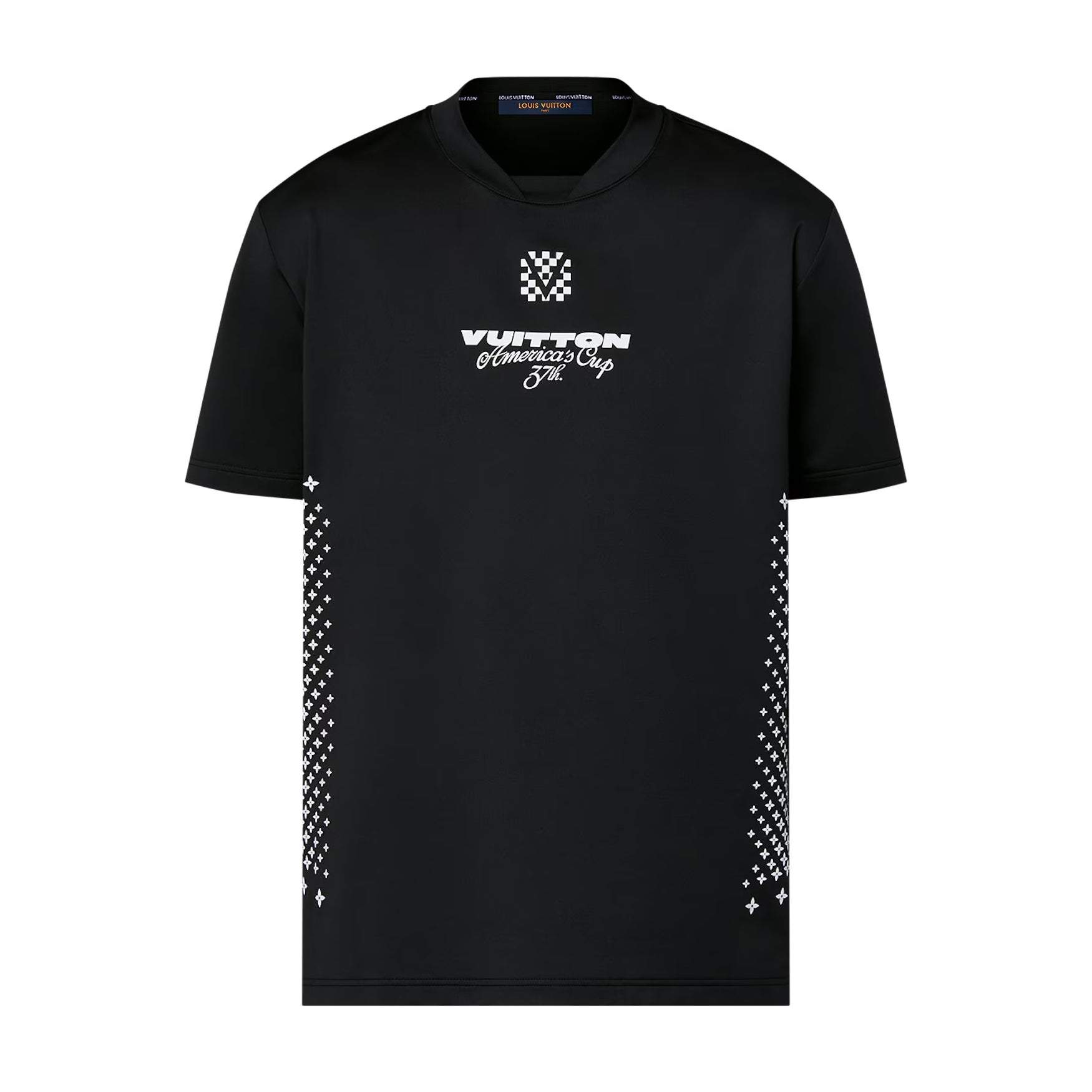 Louis Vuitton Men's Summer Black Letter Logo Round Neck Slim Short Sleeve T-Shirt #72838