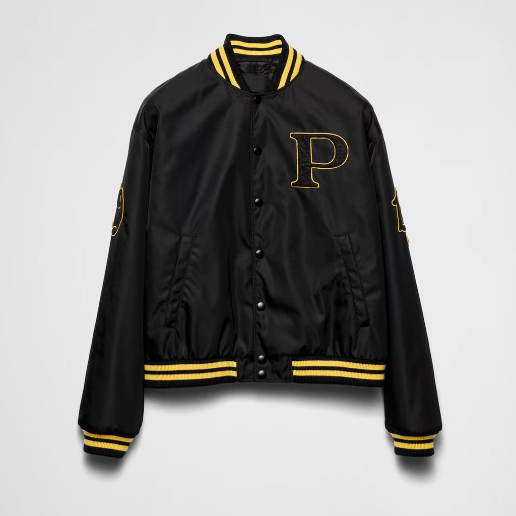 Prada Men's Spring And Autumn Monogrammed Striped Single Breasted Solid Color Long Sleeve Aviator Jacket Ngvp #9272