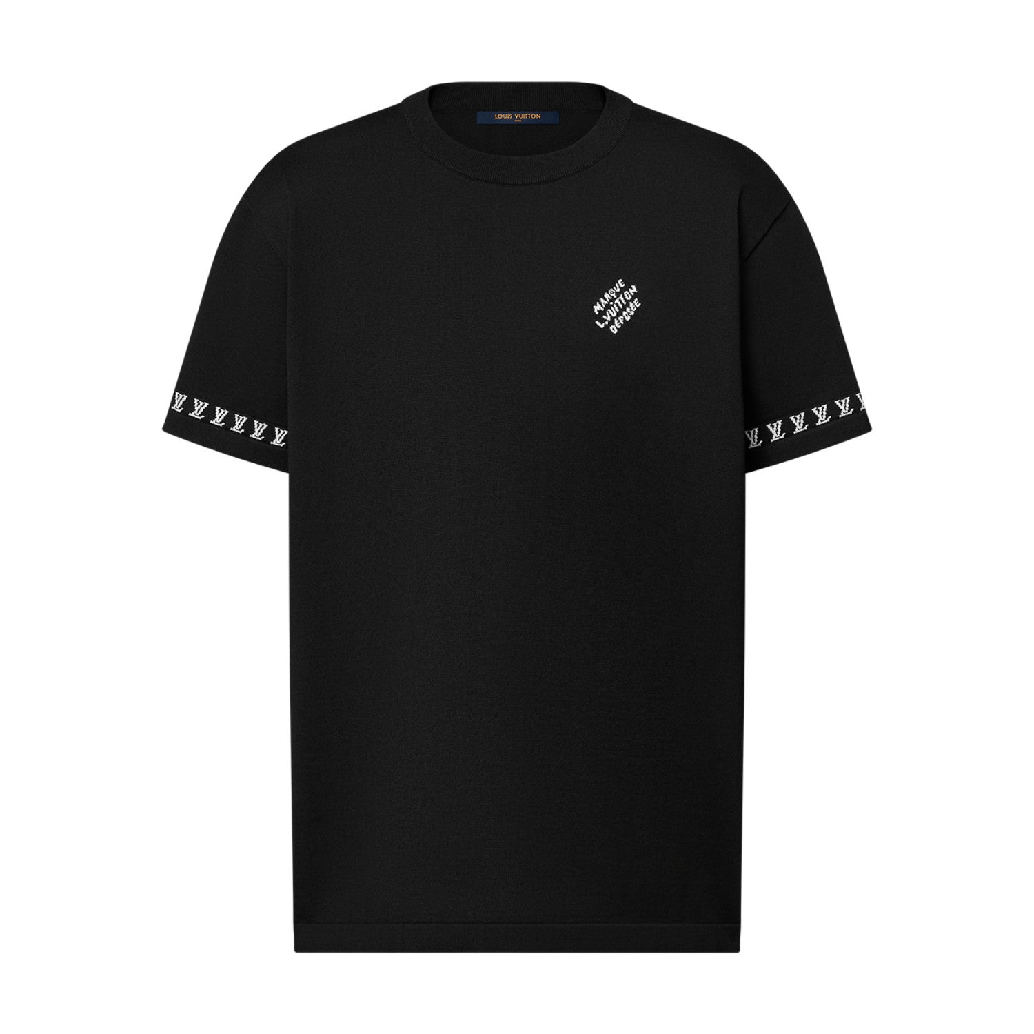Louis Vuitton Men's Summer Black Cotton Jersey Fabric Round Neck Short Sleeve T-shirt #98962