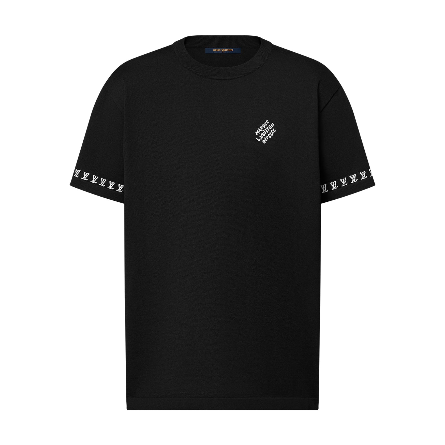 Louis Vuitton Men's Summer Black Cotton Jersey Fabric Round Neck Short Sleeve T-shirt #98962